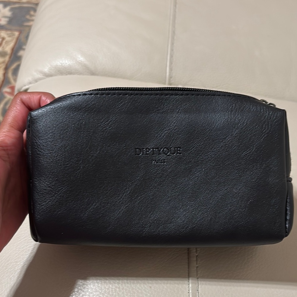 Diptyque Black Toiletry Bag Sleek Leather Design